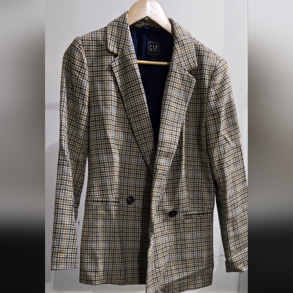 GAP Women's Checkered Blazer - Black and Tan